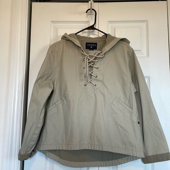 Women’s M Nautica pullover jacket/windbreaker nautical side zippers hood pockets - Picture 1 of 10